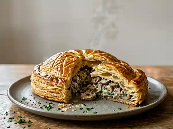 Tourte feuilletée aux champignons de Paris fondante et savoureuse - Photo de présentation