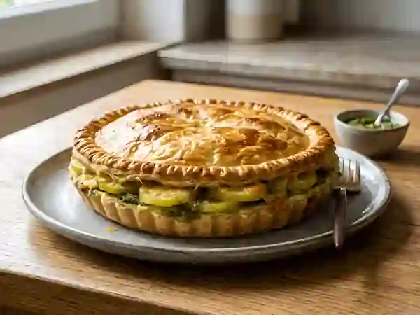 Tourte fondante aux pommes de terre et pesto - Photo de présentation