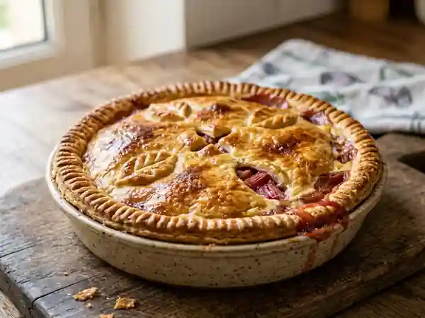 Tourte à la rhubarbe fondante et acidulée - Photo de présentation