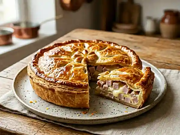 Tourte gourmande au jambon et fromage de chèvre - Photo de présentation