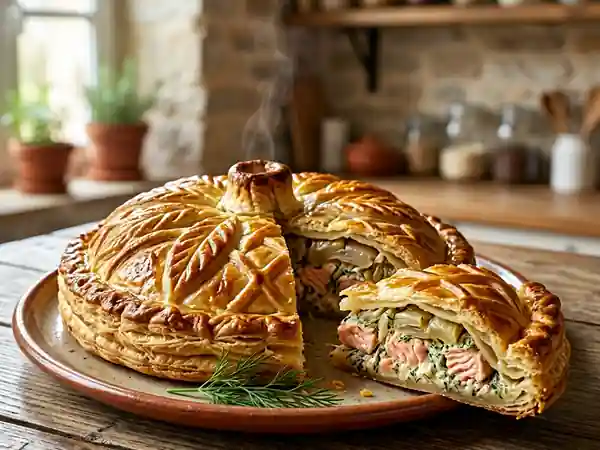 Tourte gourmande au saumon et endives fondantes - Photo de présentation