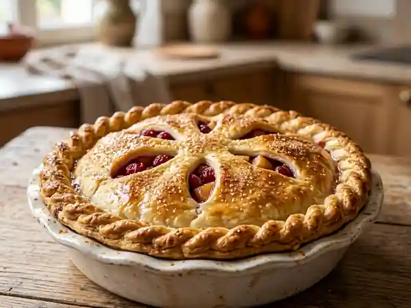 Tourte fondante airelles et pommes - Photo de présentation