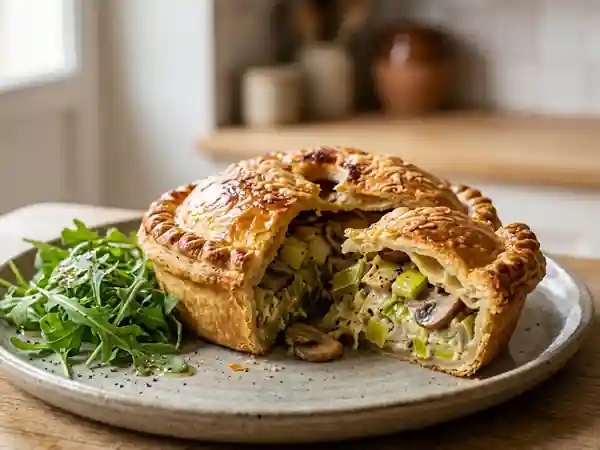 Tourte fondante aux poireaux et champignons - Photo de présentation