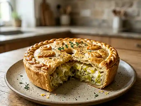 Tourte fondante poireaux et chèvre frais - Photo de présentation