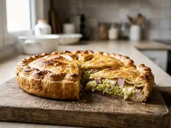 Tourte Crémeuse Poireaux, Jambon et Chèvre - Photo de présentation