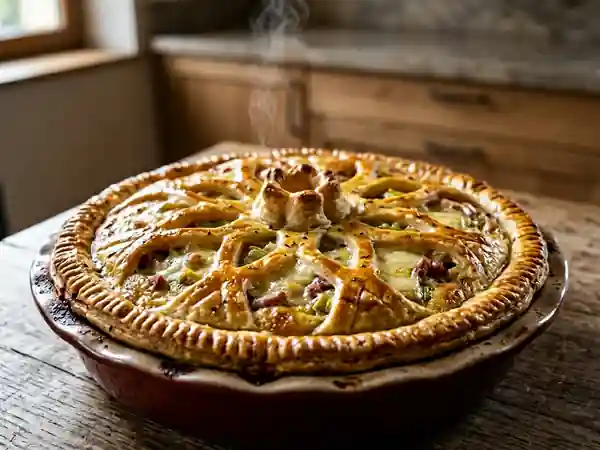 Tourte au reblochon coulant et poireaux fondants - Photo de présentation