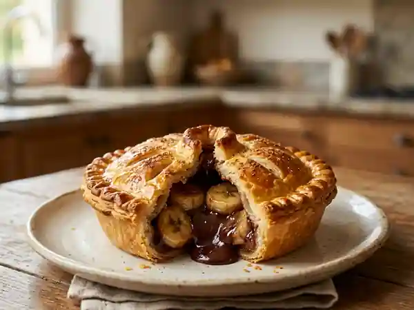 Tourte gourmande banane chocolat fondant - Photo de présentation