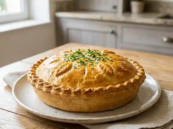Tourte printanière aux légumes frais et herbes - Photo de présentation