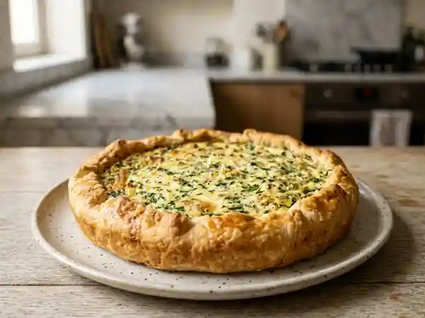 Tourte savoureuse à la ricotta et au persil frais - Photo de présentation
