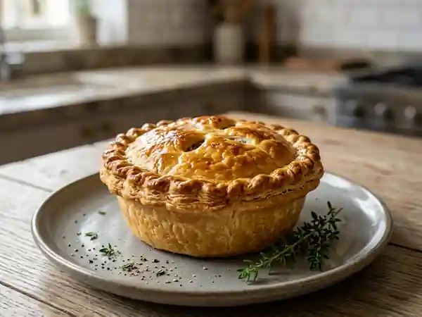 Tourte savoureuse à la viande et aux champignons - Photo de présentation