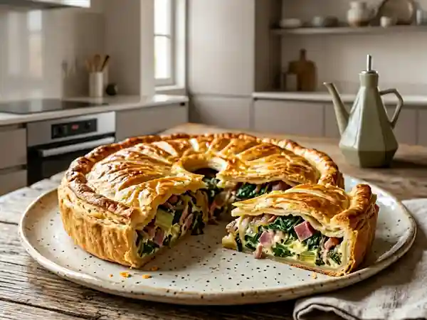 Tourte fondante aux blettes et jambon cru - Photo de présentation