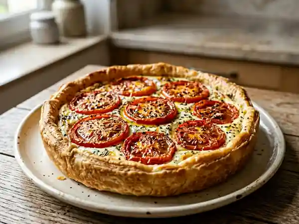 Tourte fondante tomates et fromage blanc frais - Photo de présentation