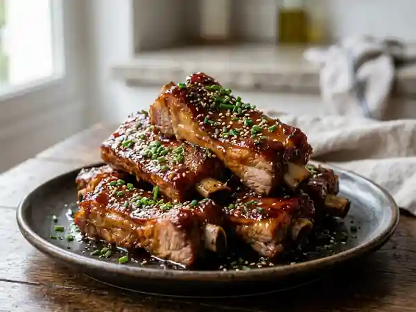 Travers de porc caramélisés à la sauteuse : recette facile et savoureuse - Photo de présentation