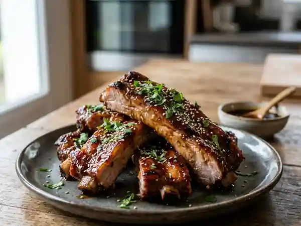Travers de porc caramélisés au four : recette facile et savoureuse - Photo de présentation