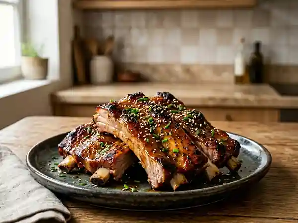 Travers de porc grillés à la sauce maison savoureuse - Photo de présentation