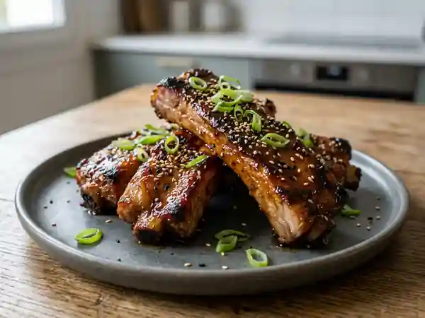 Ribs laqués au soja et gingembre fondant - Photo de présentation