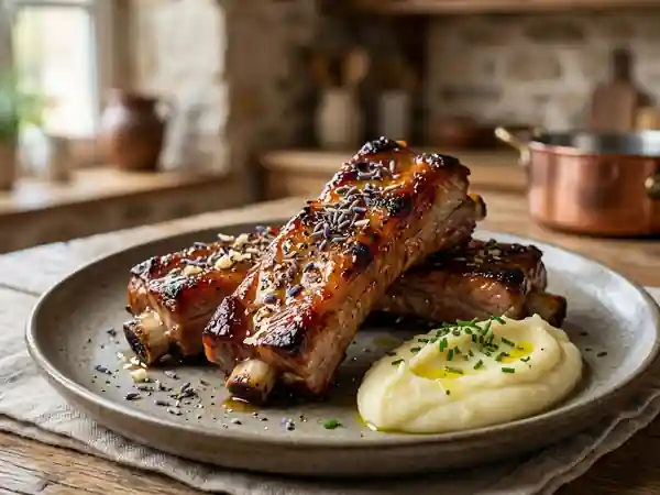 Travers de porc laqués à la lavande : recette gourmande et parfumée - Photo de présentation