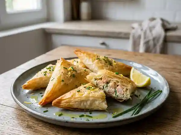 Triangles croustillants aux crevettes : recette facile et savoureuse - Photo de présentation