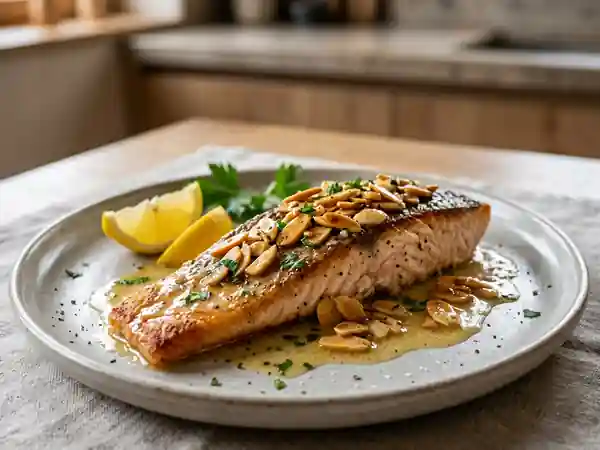 Truite fondante aux amandes grillées et beurre citronné - Photo de présentation