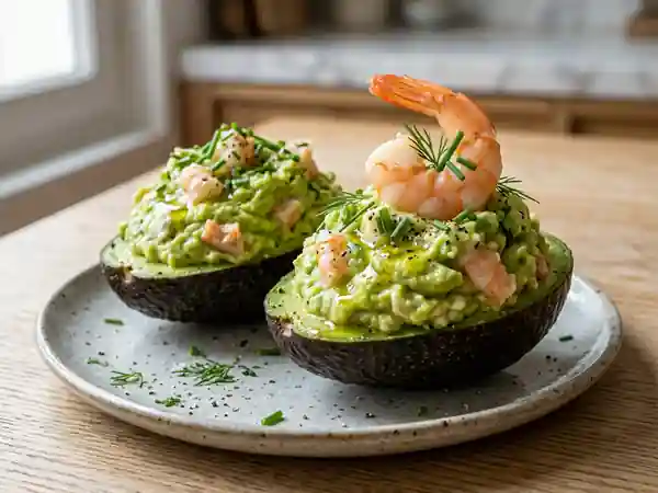 Turban d'avocat gourmand aux crevettes et citron vert - Photo de présentation