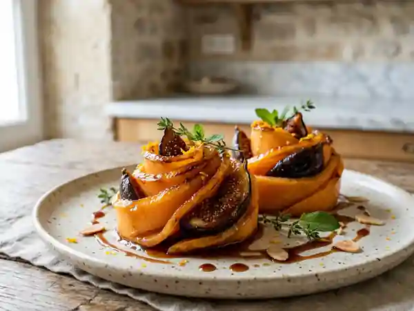 Melon et figues rôtis au miel et vin de Maury - Photo de présentation