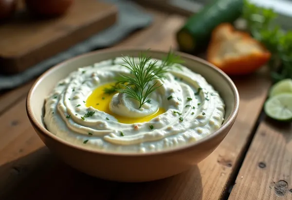 Tzatziki grec traditionnel au concombre frais