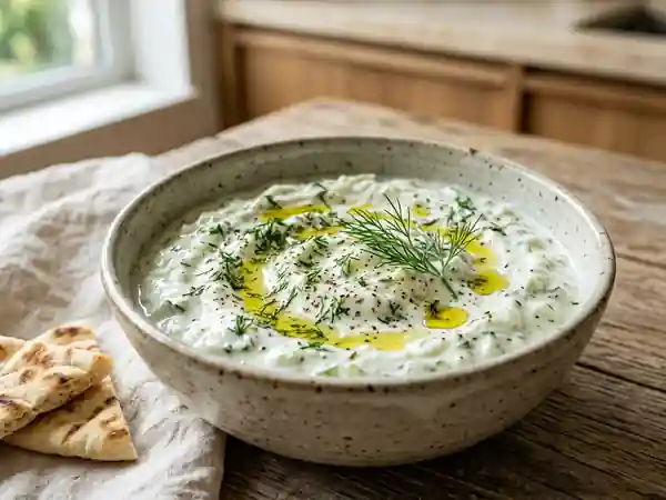 Tzatziki crémeux au concombre et yaourt grec - Photo de présentation