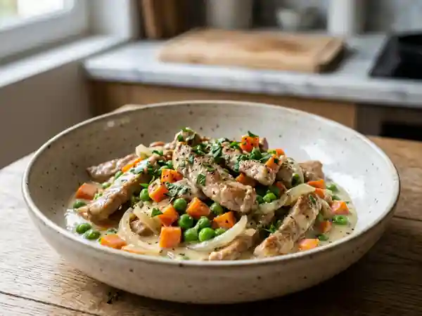 Veau fondant à la crème et légumes croquants - Photo de présentation