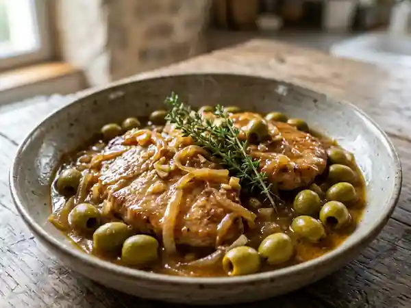 Veau fondant aux olives vertes et thym - Photo de présentation