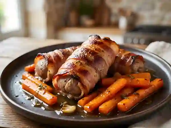 Veau lardé croustillant et carottes confites - Photo de présentation