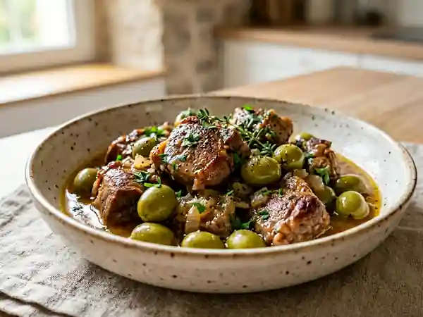 Sauté de veau fondant aux olives vertes - Photo de présentation