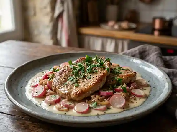 Veau fondant et radis croquants à la crème - Photo de présentation