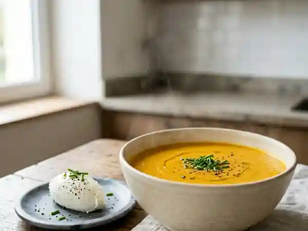 Velouté de Carottes et son Carré Frais Fondant - Photo de présentation