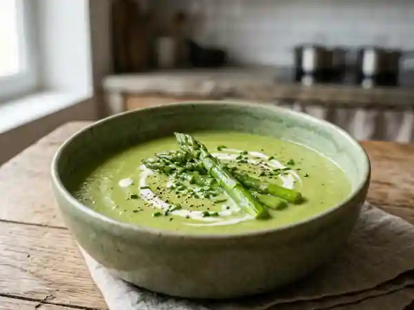 Velouté d'asperges vertes onctueux et savoureux - Photo de présentation