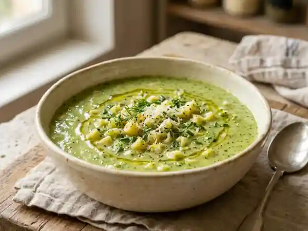 Velouté de brocoli crémeux et ses petites pâtes - Photo de présentation