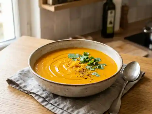 Velouté de carottes soyeux à l'orange - Photo de présentation