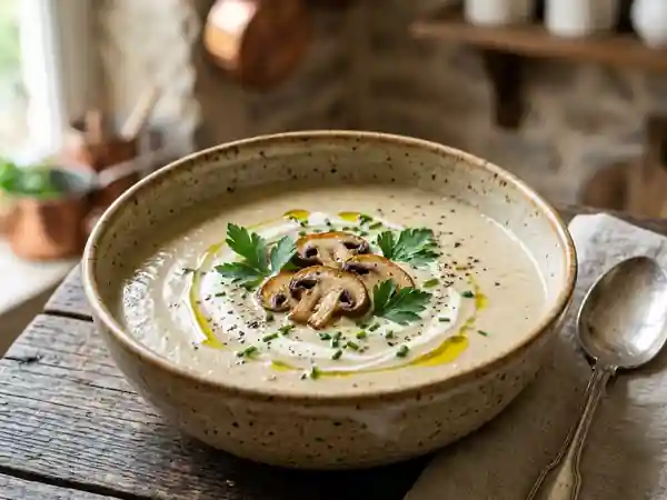 Velouté de céleri aux champignons : recette onctueuse et savoureuse - Photo de présentation