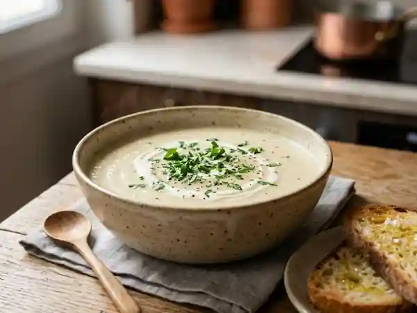 Velouté de céleri soyeux au persil frais - Photo de présentation