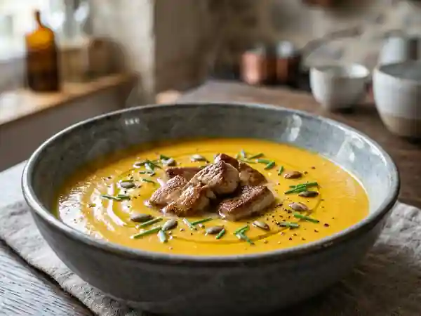 Velouté de courge onctueux au foie gras délicat - Photo de présentation