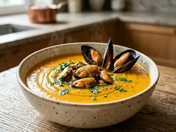 Velouté de courge onctueux aux moules - Photo de présentation