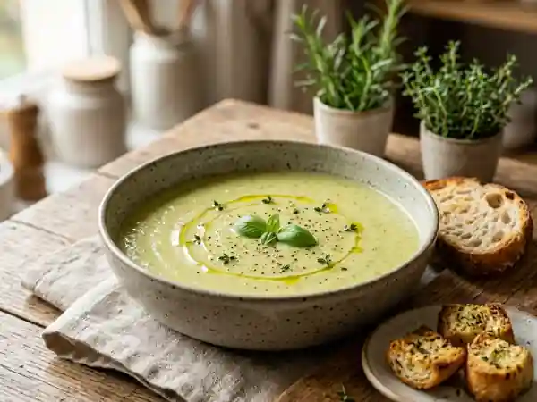 Velouté de courgettes onctueux au Kiri : recette facile et rapide - Photo de présentation