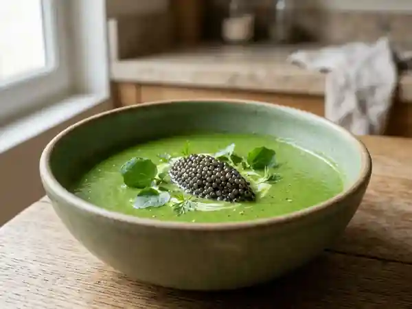 Velouté de cresson onctueux au caviar de Sevruga - Photo de présentation