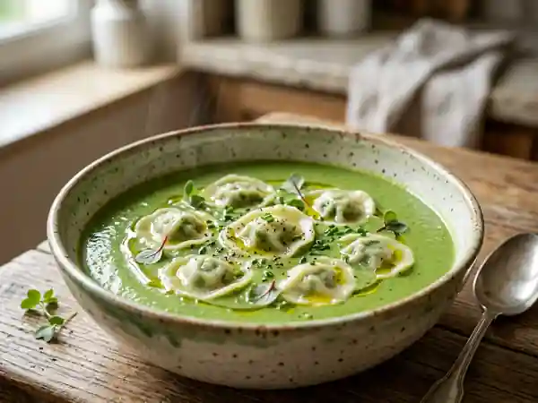 Velouté de fanes de radis et ravioles onctueuses - Photo de présentation