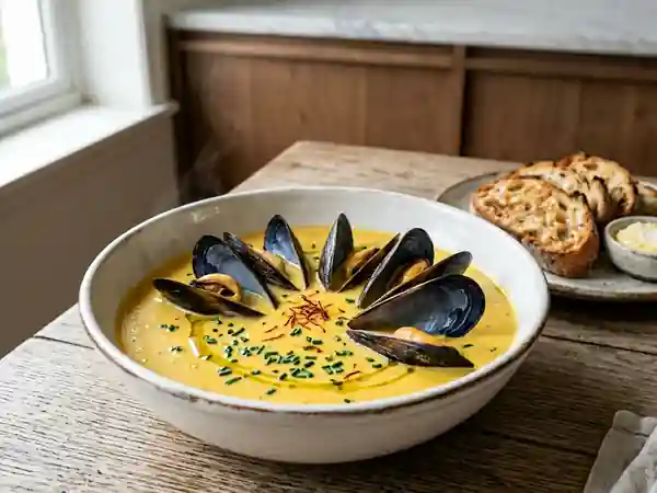 Velouté de moules onctueux au safran - Photo de présentation