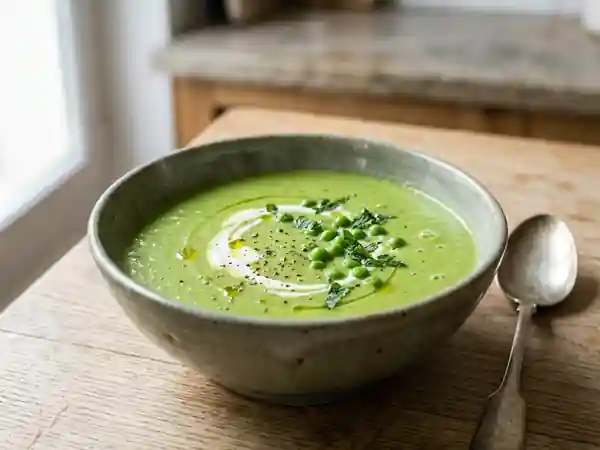 Velouté de petits pois frais onctueux - Photo de présentation
