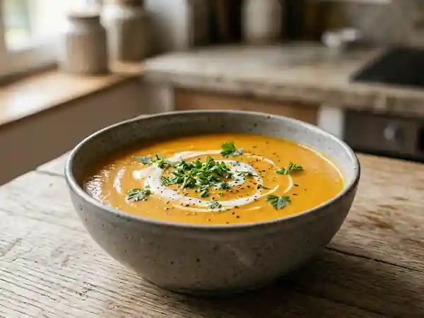 Velouté de potiron onctueux et cerfeuil frais - Photo de présentation