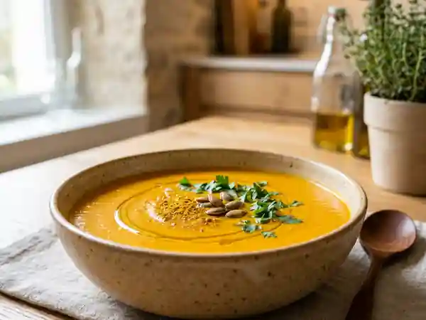 Velouté de potiron soyeux au curry - Photo de présentation