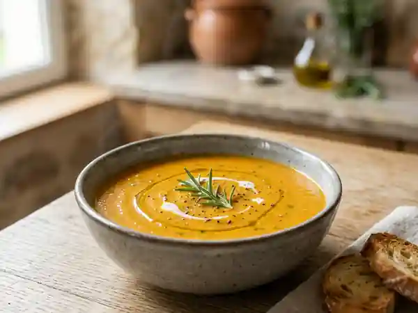 Velouté de potiron onctueux et romarin frais - Photo de présentation