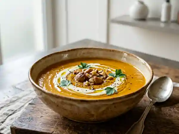 Velouté de potiron onctueux aux châtaignes grillées - Photo de présentation
