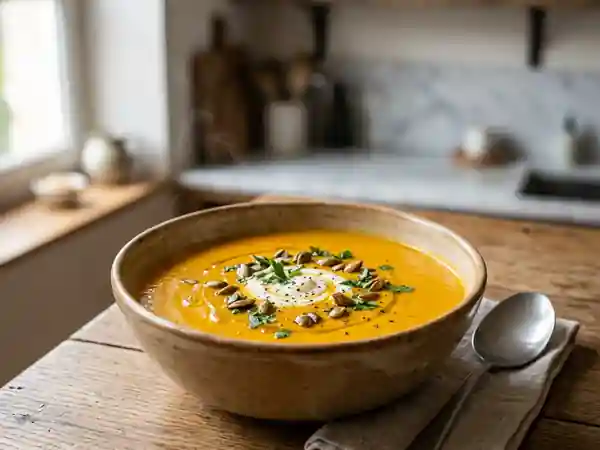 Velouté de potiron soyeux et crème - Photo de présentation